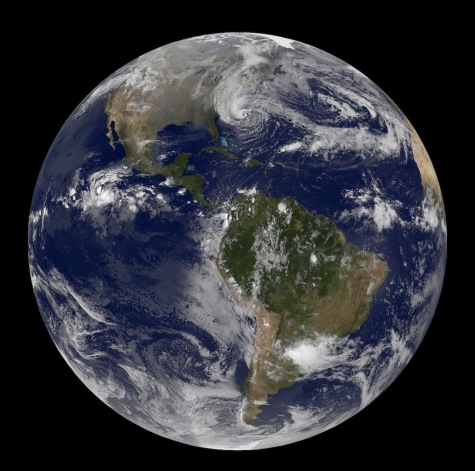NASA satellite photograph of Hurricane Sandy
